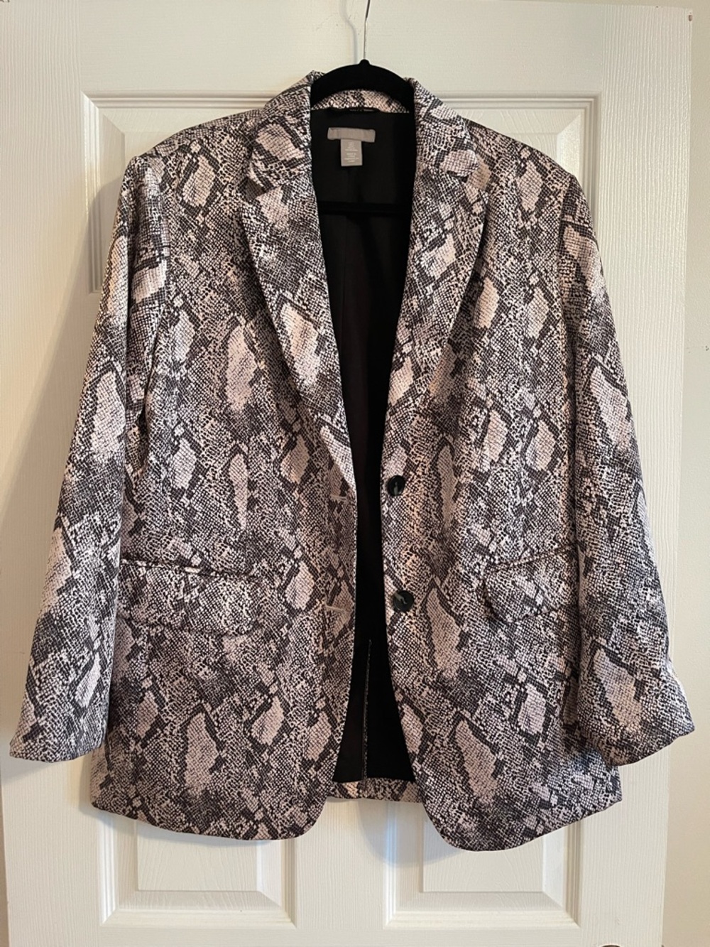 H&M Snake-Print Blazer in Black and White
